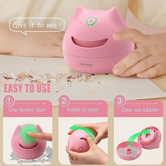 Pink Cat Desktop Vacuum Cleaner USB Charging Mini Desk Vacuum - Picture 6 of 7